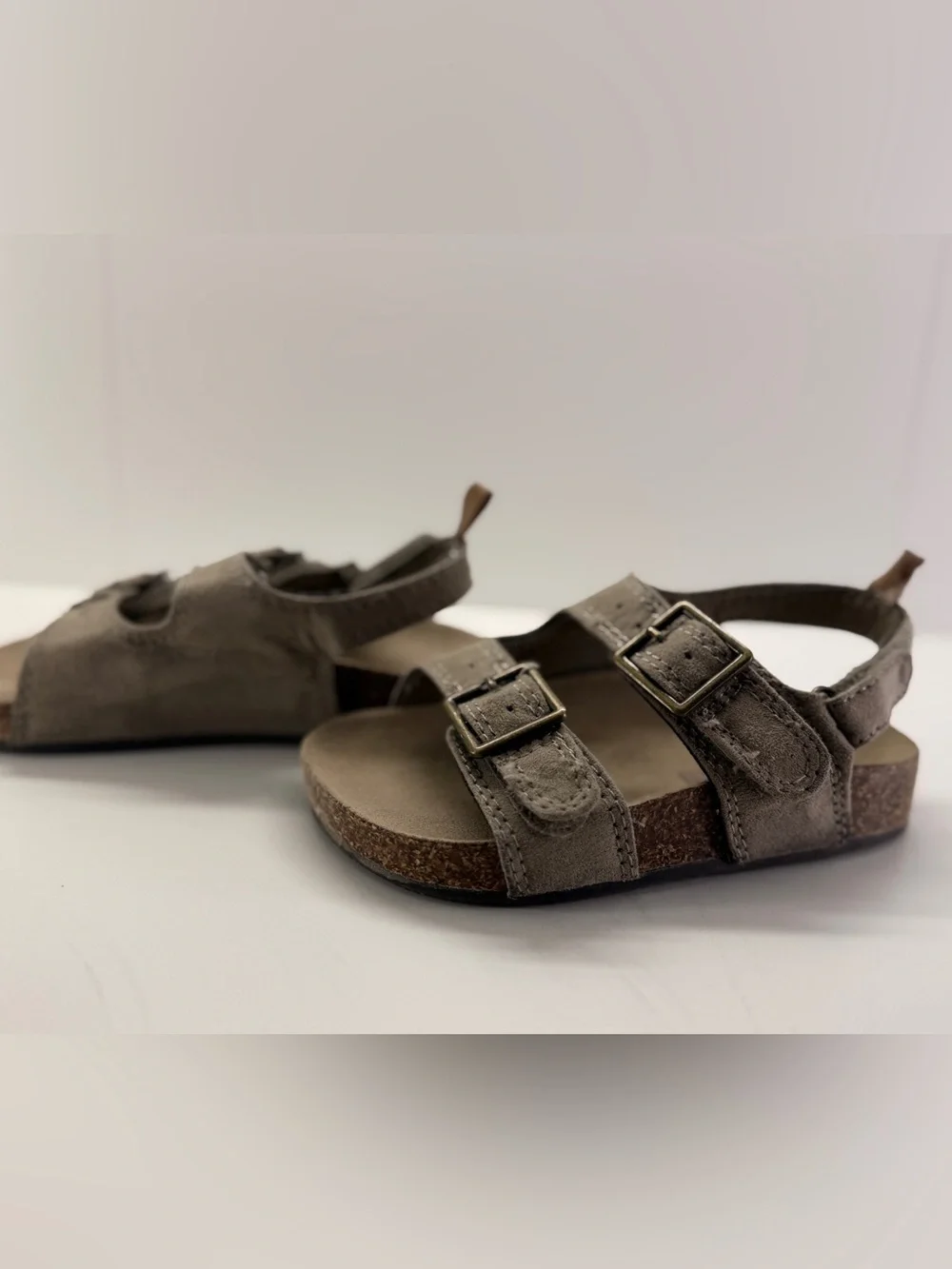 OshKosh B'gosh Taupe Suede-Look Double Buckle Kids Sandals